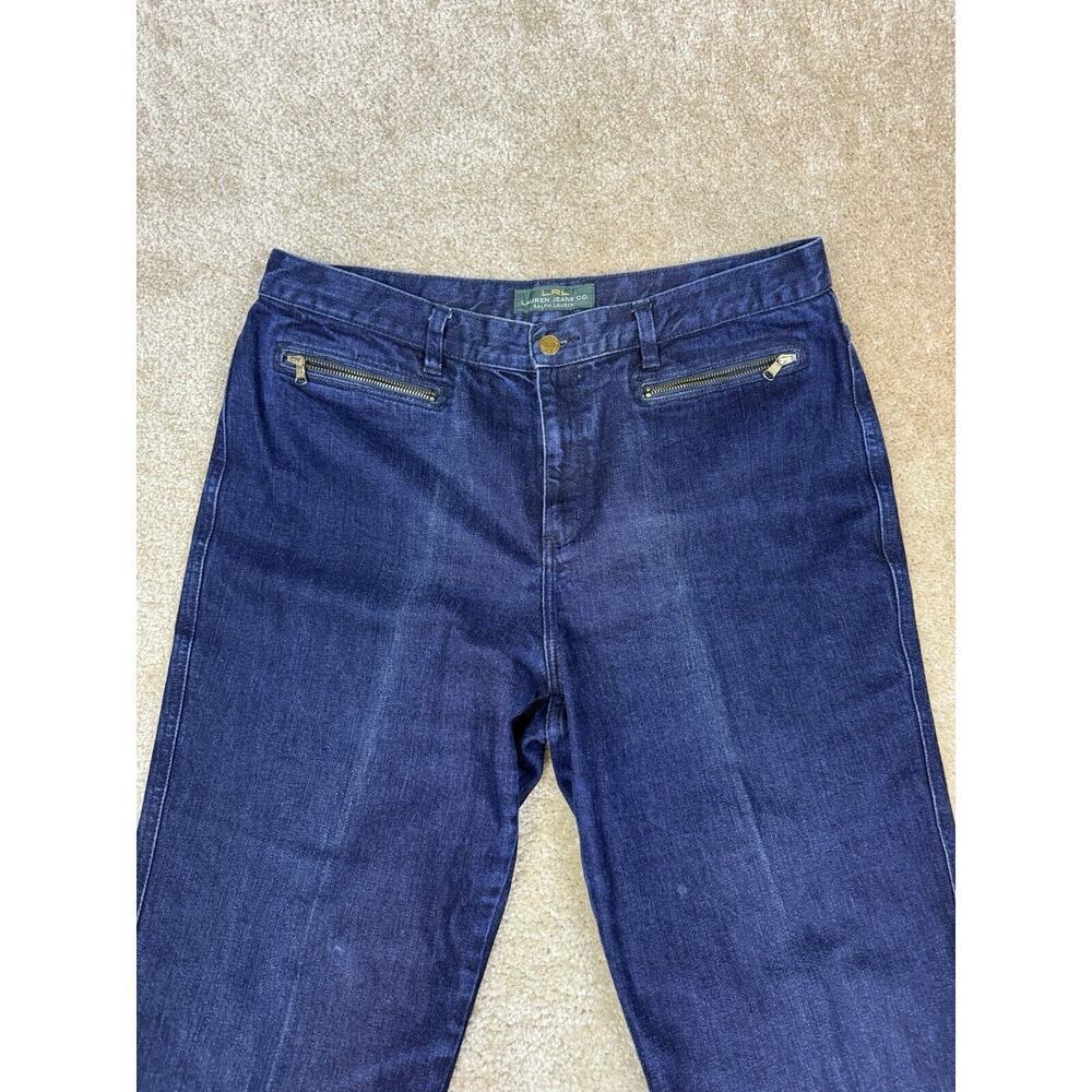 Lauren Jeans Co Size 14 Straight Leg Dark Wash Zipper Accent No Back Pocket B069